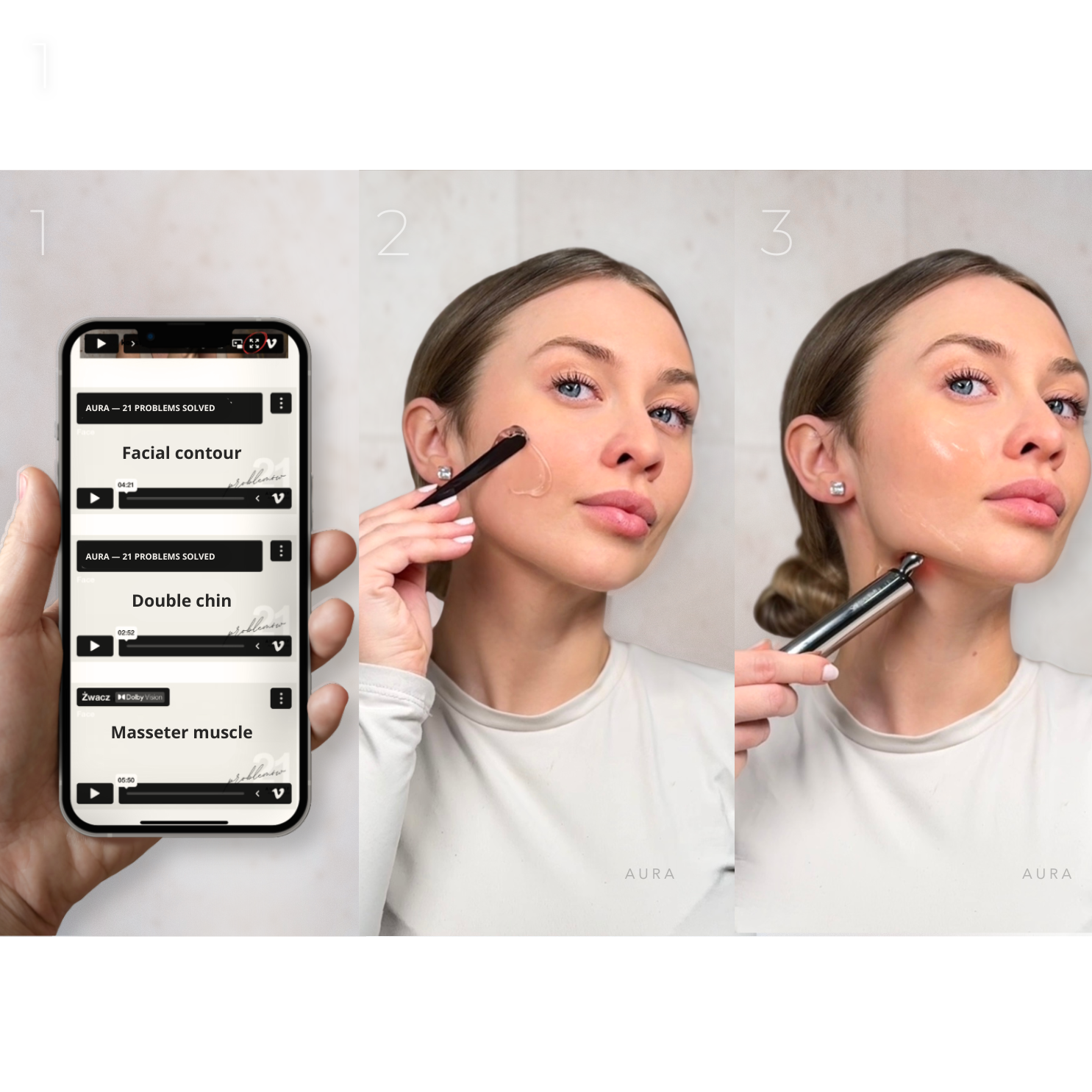 AURA RF lifting massager, collagen booster with RF and LED
